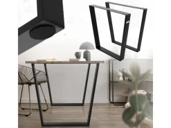 ML-Design Tische^2Er Set Tischbeine Trapez 75x72 cm V-Form Schwarz Profil 8x2 cm Stahl