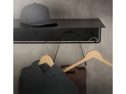 ML-Design 3Er Set Wandgarderobe mit Hakenleiste Kleiderstange 60x30x15cm Schwarz