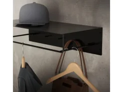 ML-Design Garderoben^2Er Set Wandgarderobe mit Hakenleiste Kleiderstange 60x30x15cm Schwarz