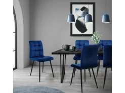 ML-Design Esszimmerstühle 4Er Set Dunkelblau mit Rückenlehne mit Samtbezug