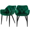 ML-Design Esszimmerstühle 2er Set Dunkelgrün aus Dickem Samtstoff