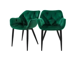 ML-Design Esszimmerstühle 2er Set Dunkelgrün aus Dickem Samtstoff