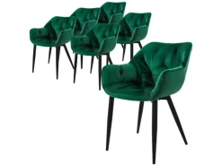 ML-Design Stühle^Esszimmerstühle 6Er Set Dunkelgrün Küchenstuhl mit Dickem Samtstoff