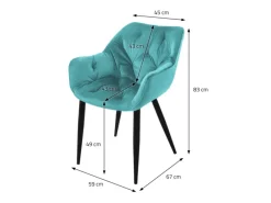 ML-Design Esszimmerstühle 4Er Set Petrol Küchenstuhl mit Dickem Samtstoff