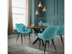 ML-Design Esszimmerstühle 4Er Set Petrol Küchenstuhl mit Dickem Samtstoff