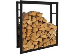 ML-Design Metallregale|Regale Schwarz^Kaminholzregal 80x100x25 cm Rechteckig Schwarz Metall Innen/Außen