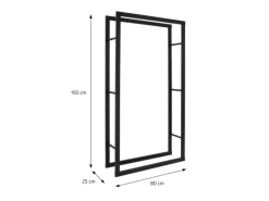 ML-Design Aufbewahrung|Holzregale^Kaminholzregal 80x150x25 cm Rechteckig Schwarz Metall Innen/Außen