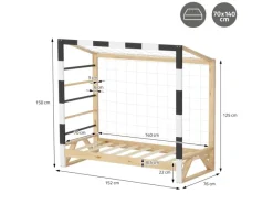 ML-Design Kinderbett Fußballtor 70x140 cm Schwarz-Weiß Kiefernholz