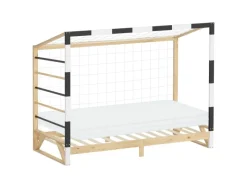 ML-Design Kinderbett Fußballtor 90x200 cm mit Matratze H16 cm Holz