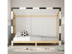 ML-Design Betten^Kinderbett Fußballtor 90x200 cm Schwarz-Weiß Kiefernholz