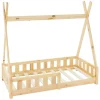 ML-Design Kinderbett Tipi 70x140cm Natur mit Rausfallschutz Lattenrost
