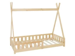 ML-Design Bastelzubehör^Kinderbett Tipi 80x160cm Natur mit Rausfallschutz Lattenrost