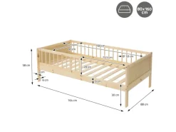 ML-Design Betten^Kinderbett 80x160 cm Natur Kinder Einzelbett mit Lattenrost
