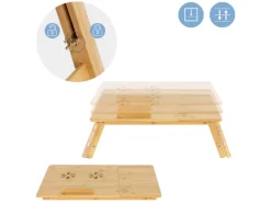 ML-Design Tische^Laptoptisch aus Bambus fürs Sofa Höhenverstellbar Klappbar