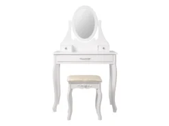 ML-Design Hocker^Schminktisch Weiß mit Spiegel Hocker 3 Schubladen 75x140x40 cm aus MDF