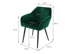 ML-Design Stühle^Set 2 Esszimmerstühle mit Armlehne und Rückenlehne Dunkelgrün aus Samt