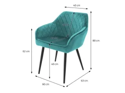 ML-Design Set 2 Esszimmerstühle mit Armlehne und Rückenlehne Petrol Samtbezug