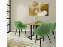 ML-Design Set 2 Esszimmerstühle mit Armlehne und Rückenlehne Salbei Samtbezug