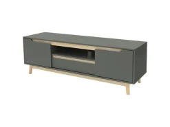 ML-Design Sideboards|Kommode^TV-Schrank 140x40x46cm Grün-Natur mit 2 Türen für Fernseher bis 65Zoll