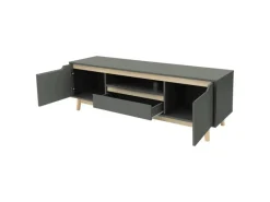 ML-Design Sideboards|Kommode^TV-Schrank 140x40x46cm Grün-Natur mit 2 Türen für Fernseher bis 65Zoll
