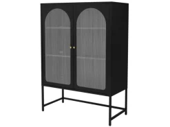 ML-Design Vitrinenschrank 85x120x40 cm Schwarz Metallschrank aus Stahl