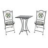 Mojawo Stühle^Mosaik Sitzgarnitur Set 3teilig Sitzgruppe Gartenmöbel Tisch Stühle 60cm