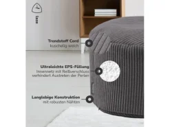 mokebo Hocker^Pouf oder Sitzhocker aus Cord Der Faule Lenz Fußhocker in mit EPS-Perlen Füllung