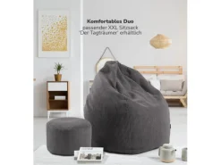 mokebo Hocker^Pouf oder Sitzhocker aus Cord Der Faule Lenz Fußhocker in mit EPS-Perlen Füllung