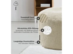 mokebo Hocker^Pouf oder Sitzhocker aus Cord Der Faule Lenz Fußhocker in mit EPS-Perlen Füllung