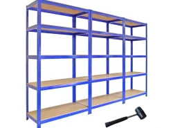 Monstershop Regalsysteme^3 x Monster Racking T-Rax 90cm Lagerregal Blau mit Gratis Gummihammer