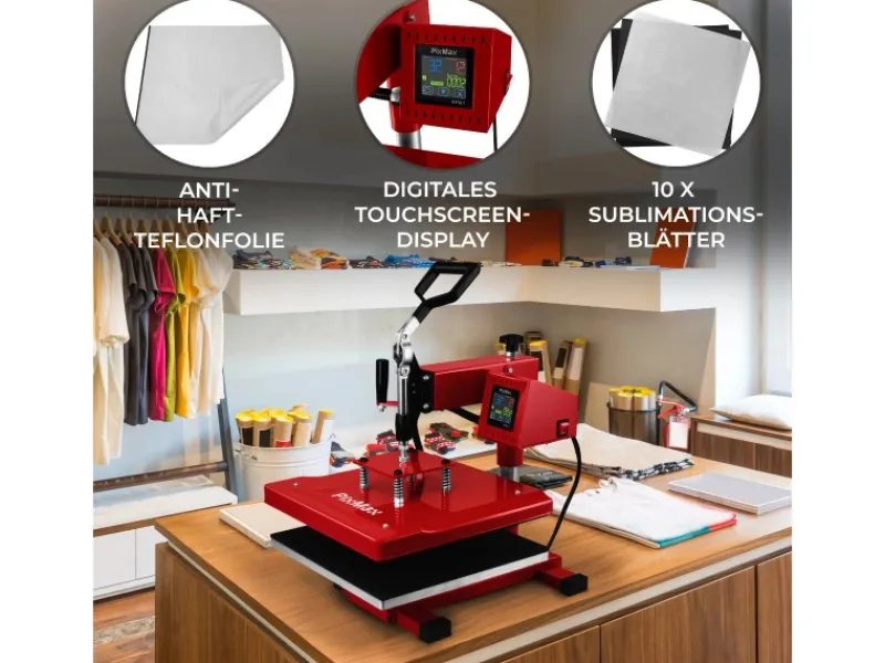 Monstershop Schwenkbare Transferpresse 38cm x 38cm Teflonmatte & Sublimationspapier