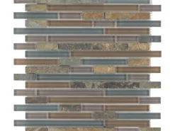 Mosaikmatte Glas & Stein Multicolor Slate Glas-Mix 30 cm x 30 cm