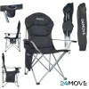 24Move Stühle^Campingstuhl faltbar Klappstuhl gepolstert inkl. Tragetasche - 150kg - schwarz