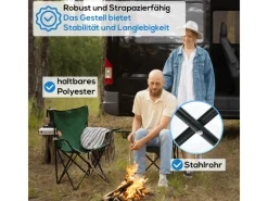 24Move Campingstuhl Faltstuhl Grün Mit Getraenkehalter Tragetasche Outdoor Faltbar Max 100Kg Anglerstuhl Polyester