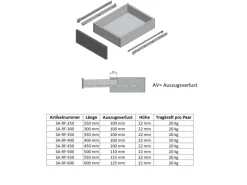 Kommode^MS Beschläge Rollenführung Weiss 500 mm Schubaldenschiene Auszug