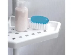 MSV Eckregale^Eck-Duschregal Kunststoff 4 Ablagen Höhenverstellbar 24 x 24 x 260 cm Weiß