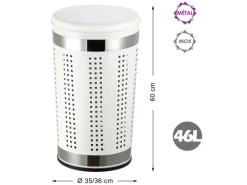 MSV Wäschekorb Edelstahl mit Sitzdeckel Gepolstert 46 l
