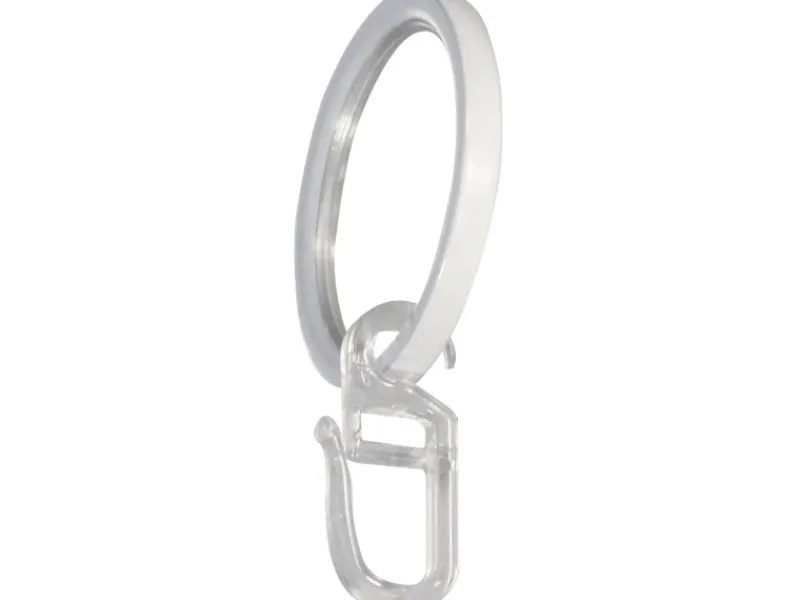 mydeco Seilspanngarnituren^Gardinen-Ringe Weiß Ø 4 cm für Ø 2 cm Gardinenstangen inkl. Gardinenhaken