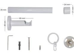 mydeco Gardinenstangen^Maß-Gardinenstange mit Endstück Cap Weiß Ø 2 cm x 170 cm