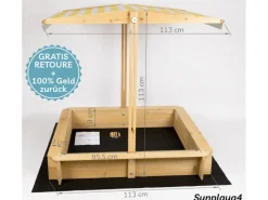 needs&wants Sitzbänke^Holz Sandkasten mit Dach Sunplaya4