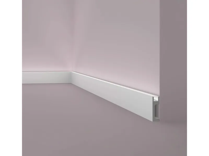 Zierprofile^NOEL & MARQUET NMC IL10 WALLSTYL Sockelleiste Zierleiste Stuckleiste für Indirekte Beleuchtung 2 m 200 cm x 2,3 cm x 8 cm Grau