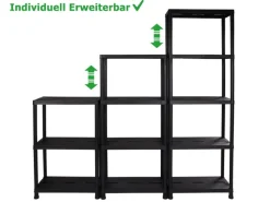 Ondis24 Kellerregale|Regale Schwarz^Kunststoffregal Steckregal 60 x 30 cm Doppelpack