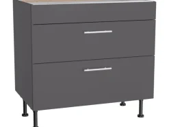 Optifit Möbelserien^Küchen-Unterschrank mit 2 Auszügen Ingvar420 90 cm Anthrazit Matt