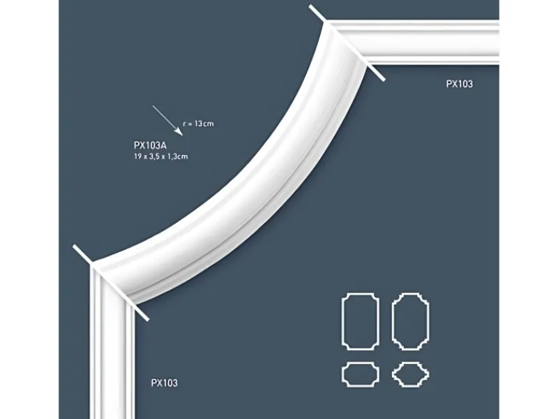 Zierprofile^ORAC DECOR PX103 AXXENT Profilleiste Zierleiste Wand-Dekor-Fries-Leiste 2 m 200 cm x 2,5 cm x 1,2 cm Weiß