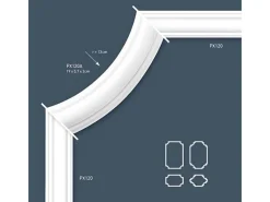 Zierprofile^ORAC DECOR PX120 AXXENT Profilleiste Zierleiste Wand-Profil-Fries-Leiste 2 m 200 cm x 4 cm x 1,9 cm Weiß