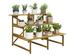 Outsunny Pflanzenregal Tannenholz Verkohlt L120 x B80 x H80cm