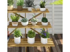 Outsunny Pflanzenregal Tannenholz Verkohlt L120 x B80 x H80cm