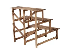 Outsunny Regale Schwarz|Dekorative Figuren^Pflanzenregal Tannenholz Verkohlt L80 x B80 x H78cm