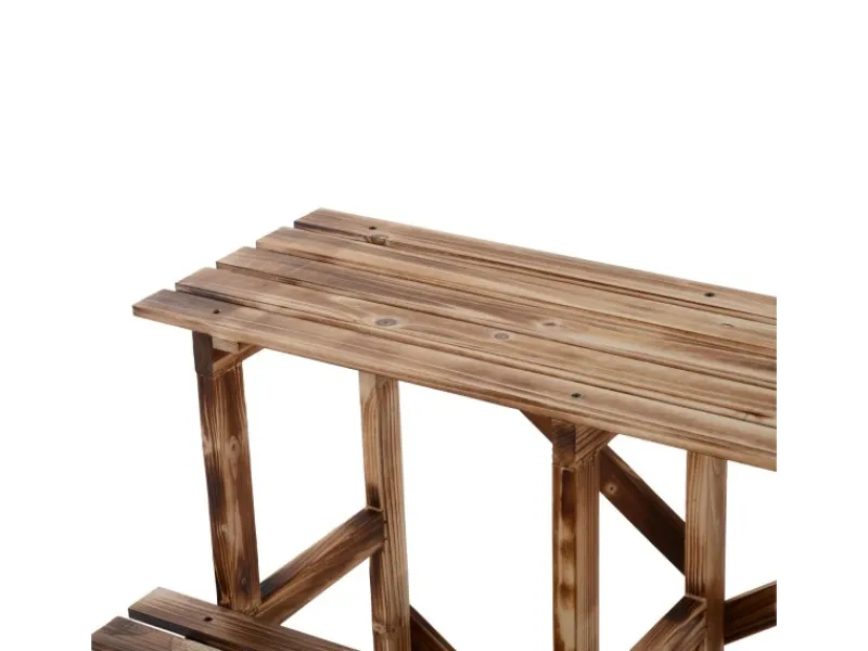 Outsunny Regale Schwarz|Dekorative Figuren^Pflanzenregal Tannenholz Verkohlt L80 x B80 x H78cm