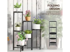 Outsunny Pflanzenständer Metall Schwarz 60L x 40B x 80H cm